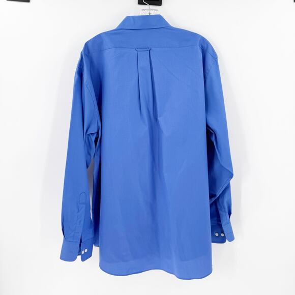IZOD Blue Button Front Collared Dres Shirt Men's Size 18 34/35 - Picture 2 of 11